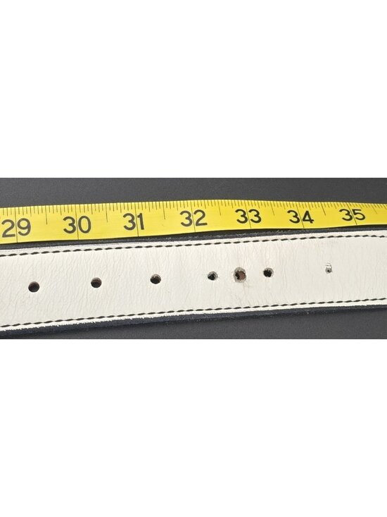 Rebecca Ray Leather Belt White Western Ornate Stitching 29\